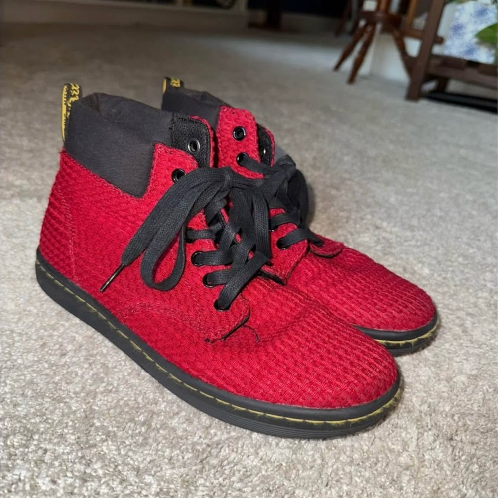 Dr. Martens Red Textured Sneakers with Black Details